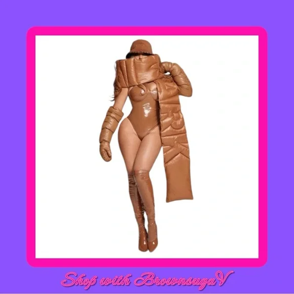 Ivy Park x Adidas scarf padded Insulated Wild Brown - Picture 4 of 6